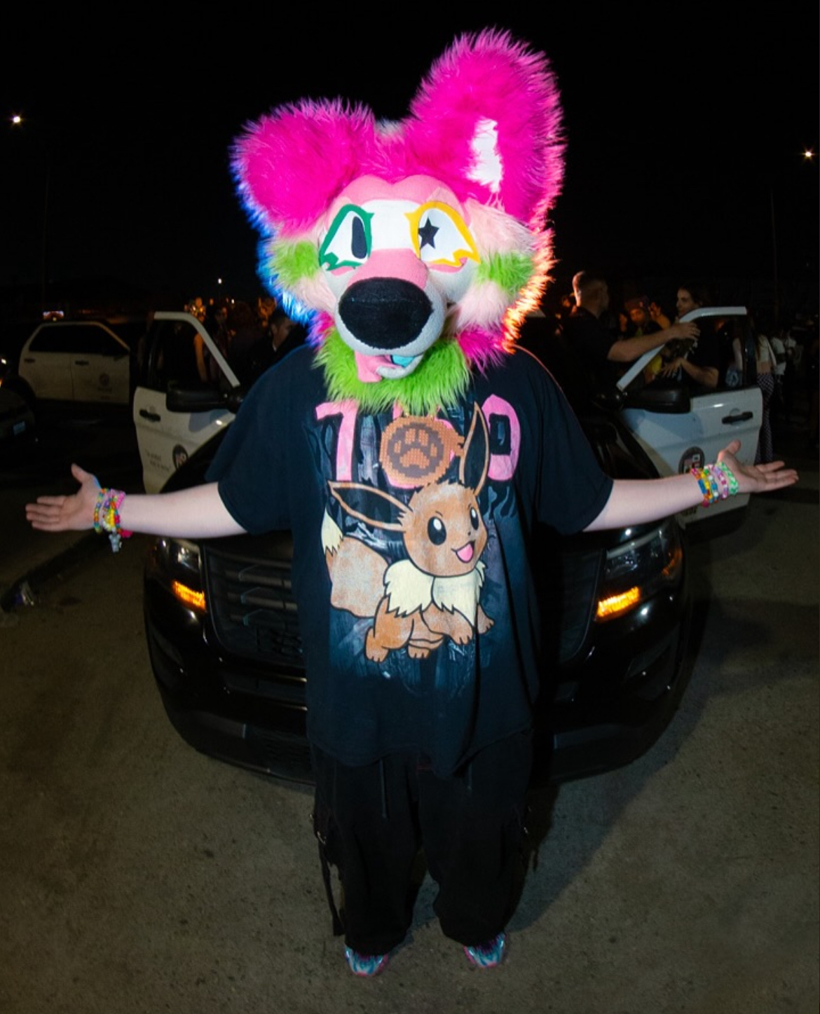 ian standing in front of cops